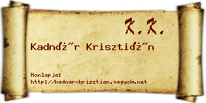 Kadnár Krisztián névjegykártya